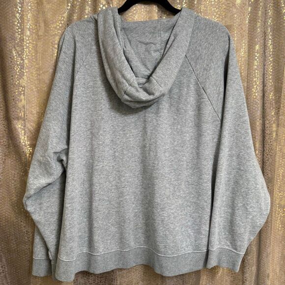 Nike Women's Heather Gray 1/4 Zip Fleece Hoodie Pullover Sweater Large - Picture 2 of 8